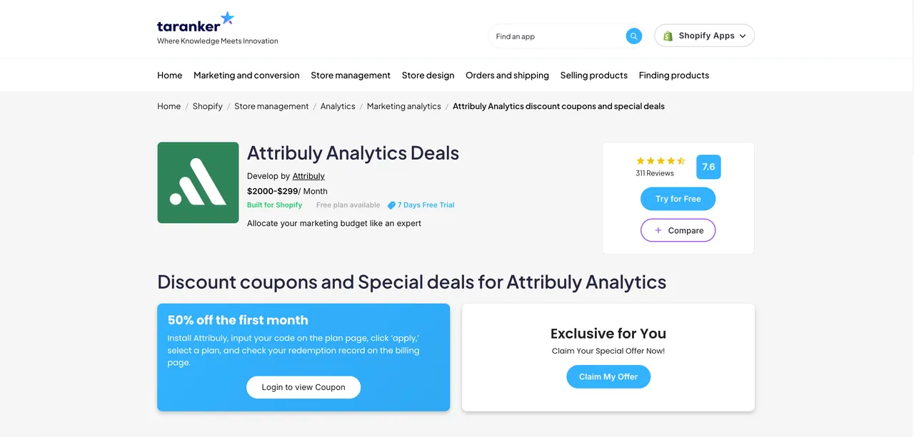 Get your exclusive deals for Attribuly Analytics on Taranker